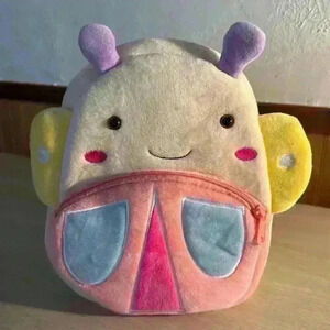 Plush Butterfly Mini Backpack - Cream, Pink, Yellow, Purple